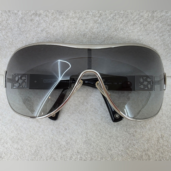 Coach Aviator Women's Sunglasses HC 7005B Black Silver Rhinestones L016 Reagan - Picture 2 of 16